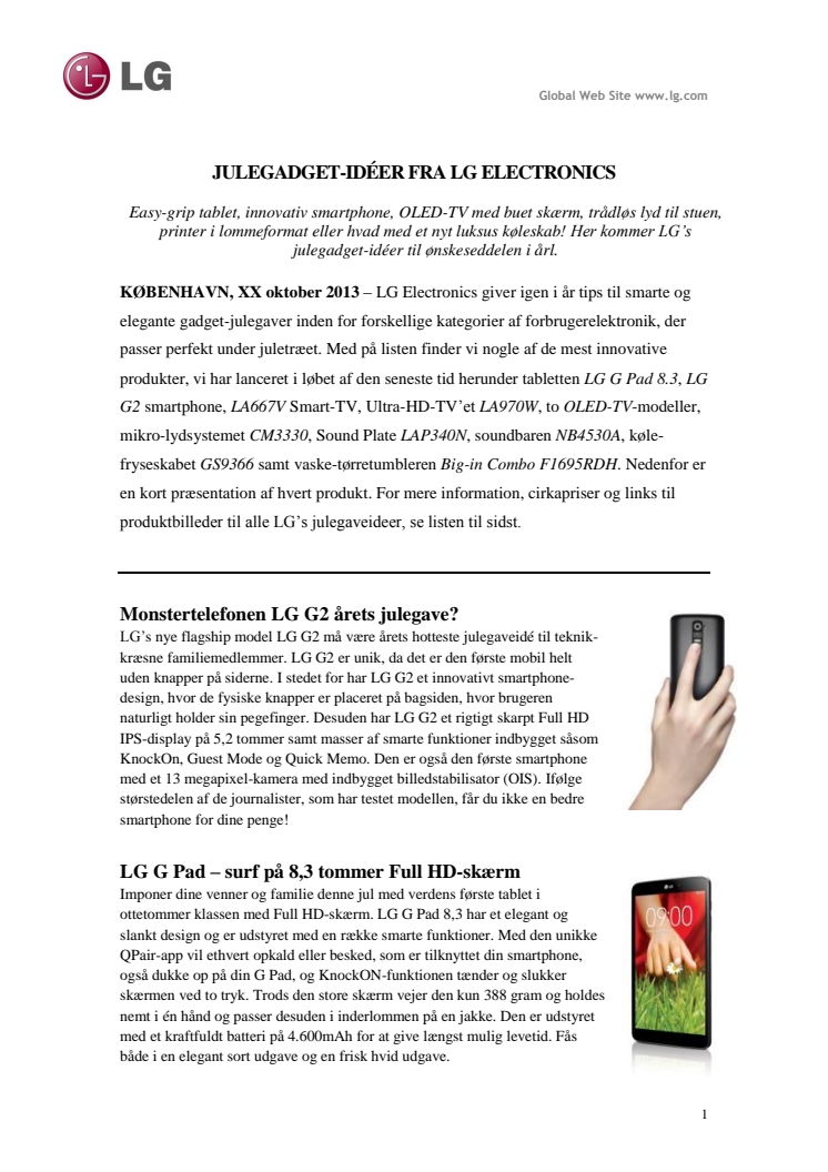 JULEGADGET-IDÉER FRA LG ELECTRONICS