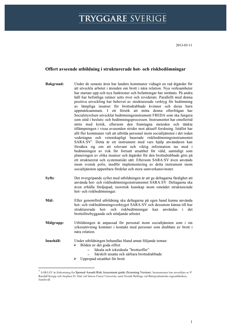 Utbildning Hot-och riskbedömning