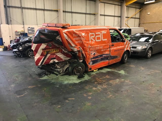 The RAC patrol van struck by a car on the westbound hard shoulder on the M4 near Swindon at 8.00pm on Thursday 23 November