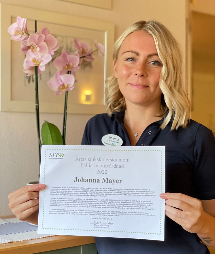 Johanna Meyer Årets Sjuksköterska pallaitiv vård