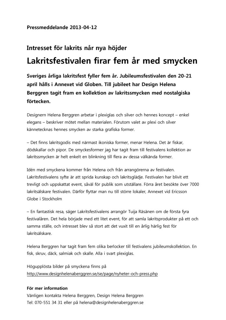 Lakritsfestivalen firar fem år med smycken