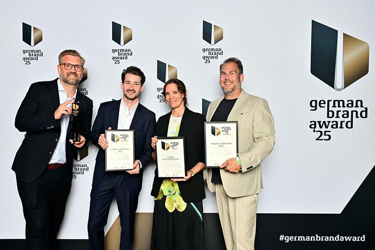 v.l.n.r. Timo Wakulat (congstar), Denny Piazza (build a rocket - Esports agency), Christiane Kohlmann (congstar), Sebastian Keitel (On the Rock Group)