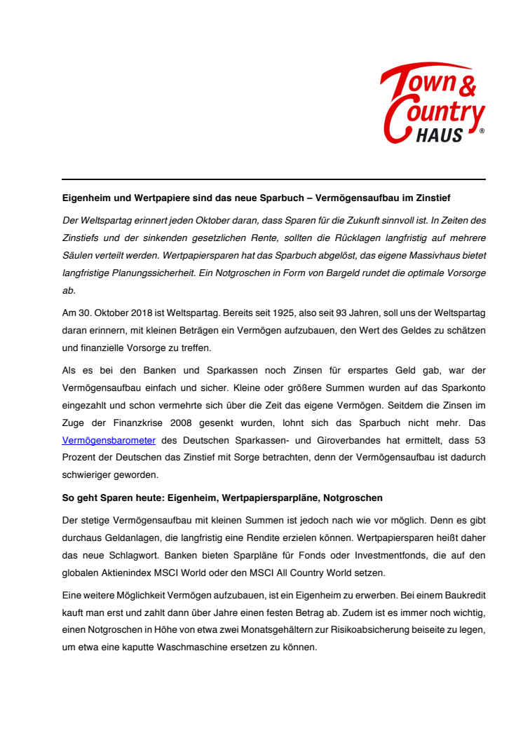 Eigenheim und Wertpapiere sind das neue Sparbuch – Vermögensaufbau im Zinstief