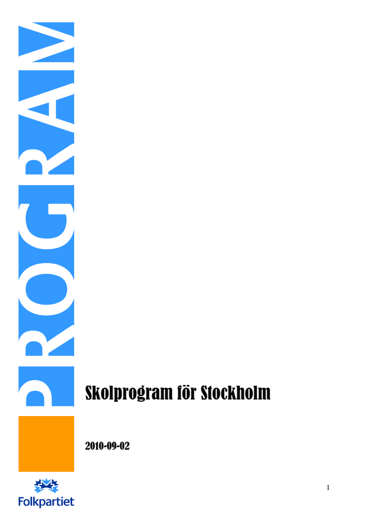 Folkpartiet skolprogram i Stockholm