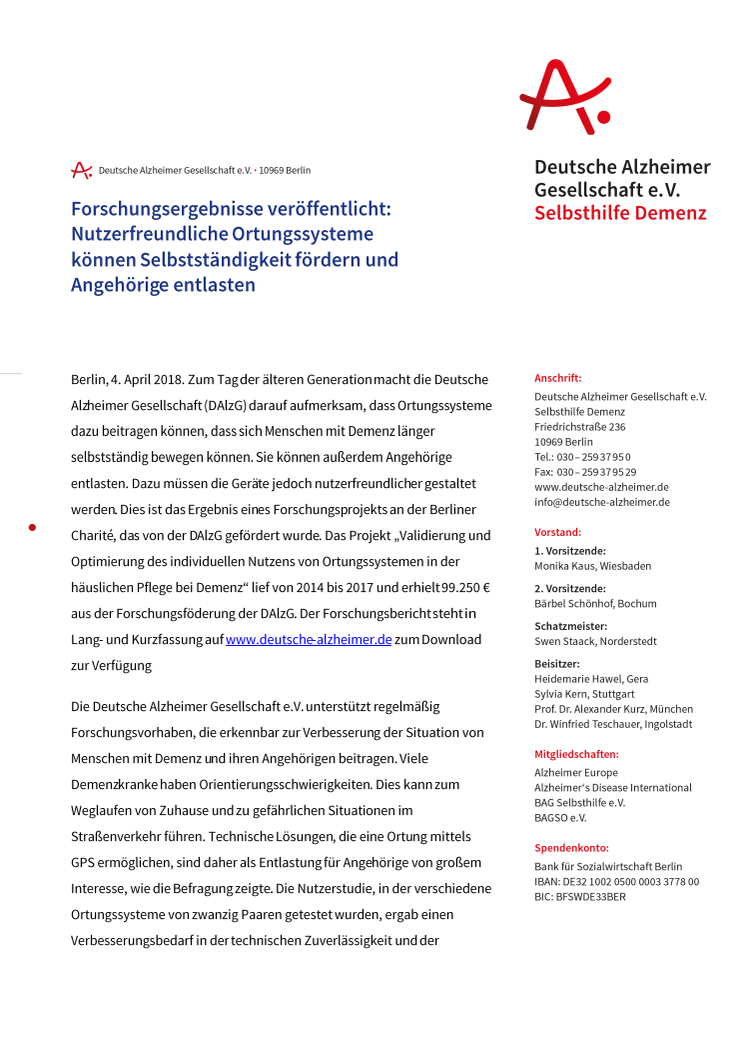 Forschungsergebnisse veröffentlicht: Nutzerfreundliche Ortungssysteme können Selbstständigkeit fördern und Angehörige entlasten 