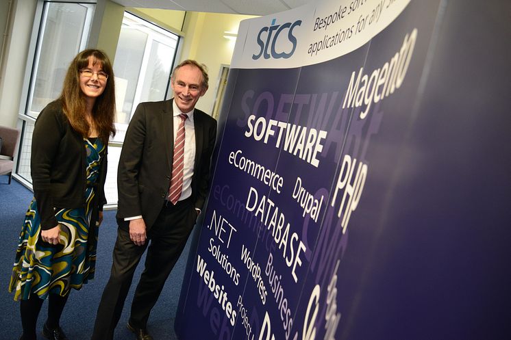 Northumbria University degree apprentice Jennifer Gane pictured with John Wiseman, director of STCS Ltd, which employs three degree apprentices 