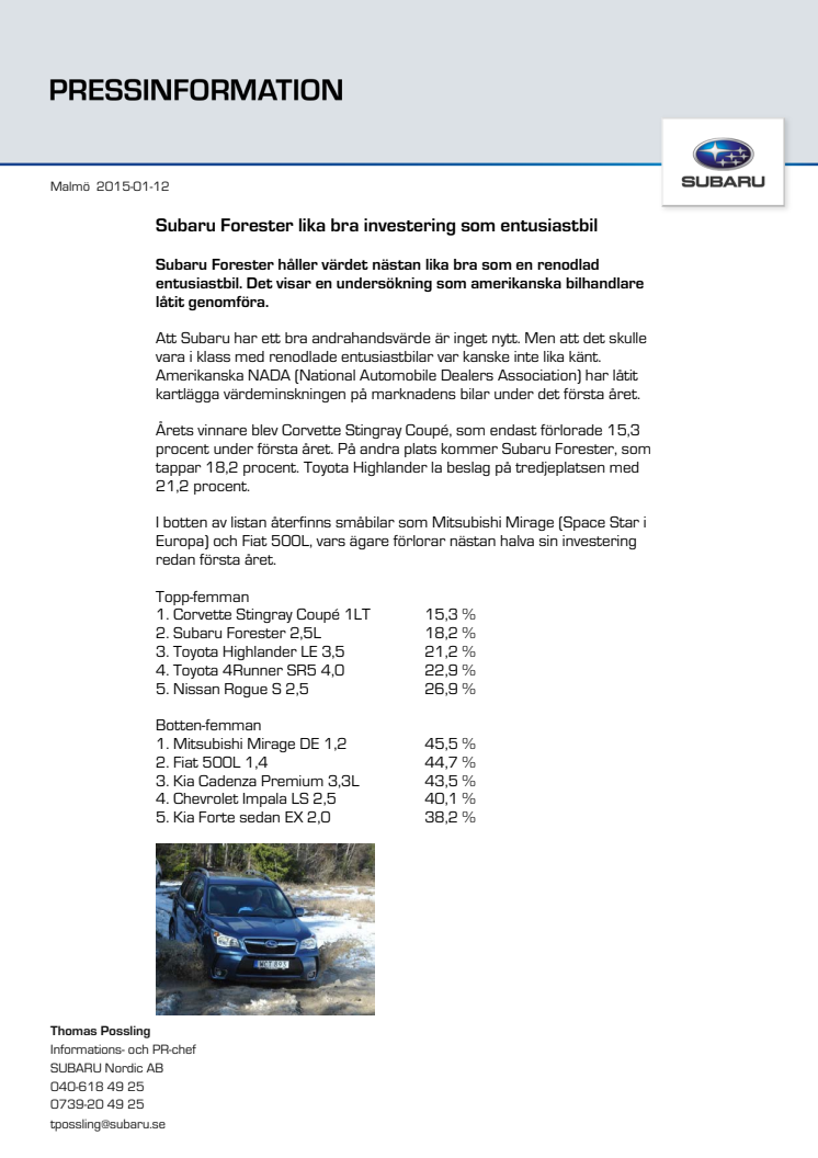 Subaru Forester lika bra investering som entusiastbil