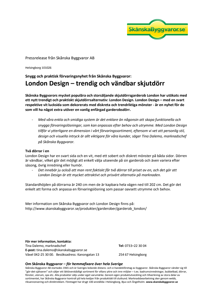 London Design – trendig och vändbar skjutdörr