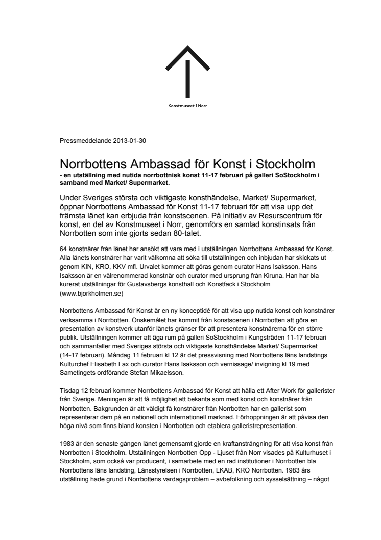 Norrbottens Ambassad för Konst i Stockholm