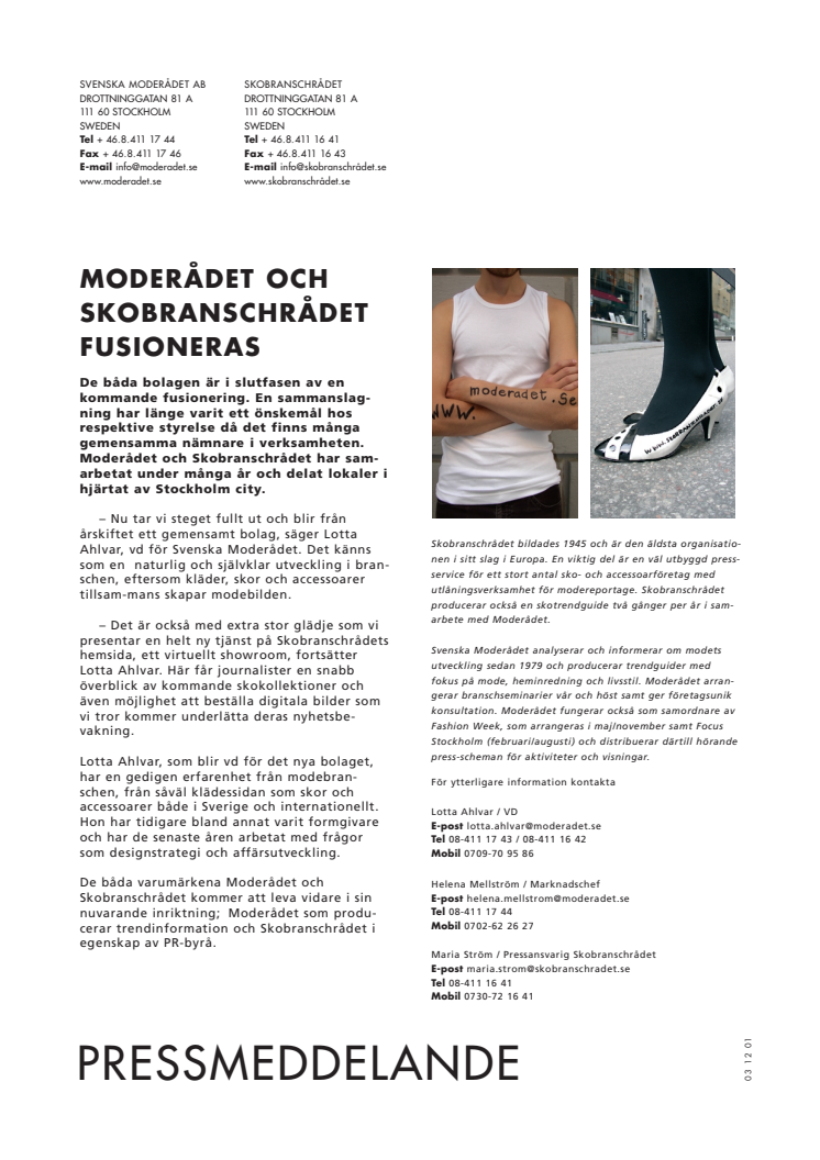 Moderådet och Skobranschrådet fusioneras