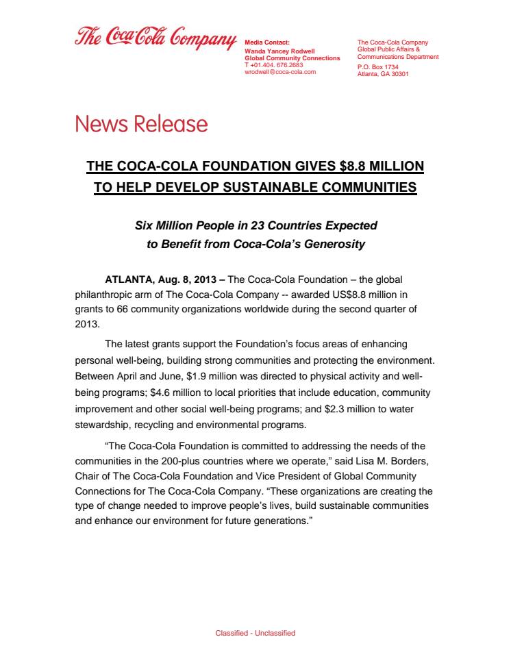 Coca-Colan kansainväliseltä Säätiöltä apuraha Valtakunnallinen Liikunta ja Urheiluorganisaatio (Valo) Ry:lle 