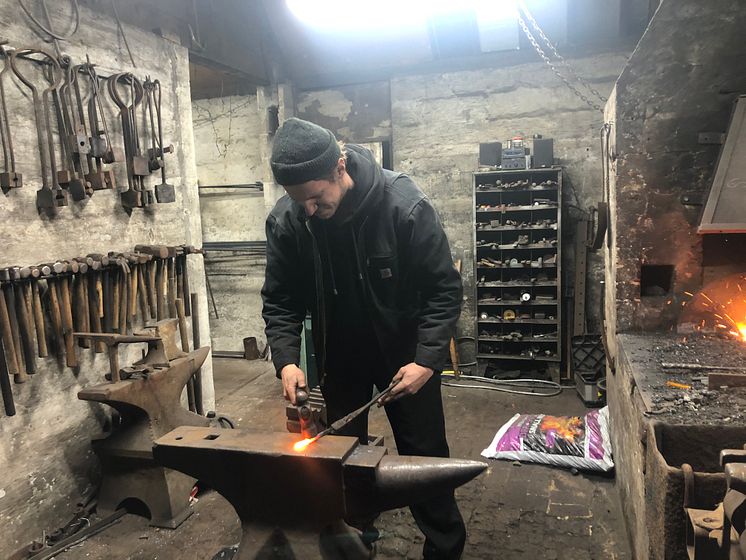Artist blacksmith Thomas Gontar at Glynde Forge