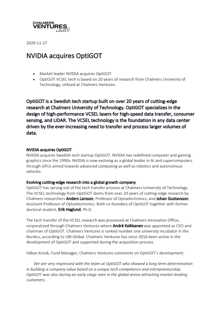 ENGLISH - Pressrelease OptiGOT Chalmers Ventures NVIDIA 2020.pdf