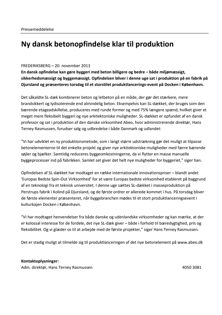 Ny dansk betonopfindelse klar til produktion 