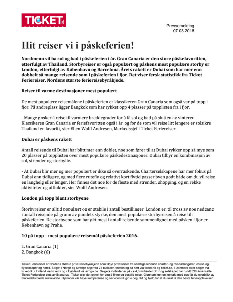 Hit reiser vi i påskeferien!