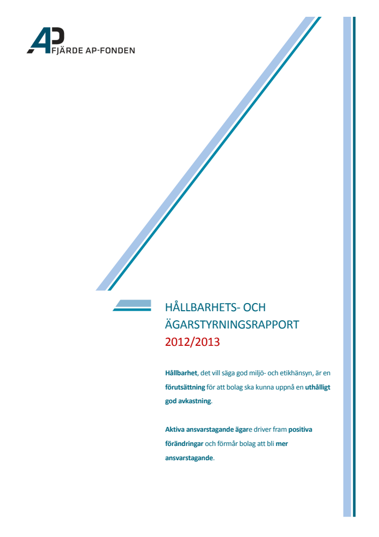 Hållbarhets- och ägarstyrningsrapport 2012/2013