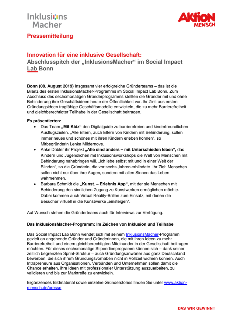 Innovation für eine inklusive Gesellschaft: Abschlusspitch der „InklusionsMacher“ im Social Impact Lab Bonn