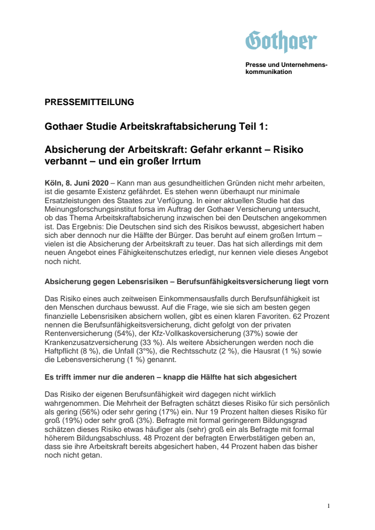 Absicherung der Arbeitskraft: Gefahr erkannt – Risiko verbannt – und ein großer Irrtum