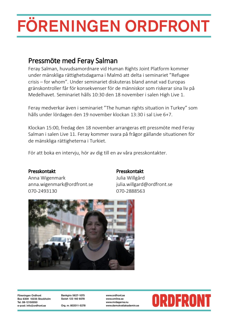 Pressmöte med Feray Salman 