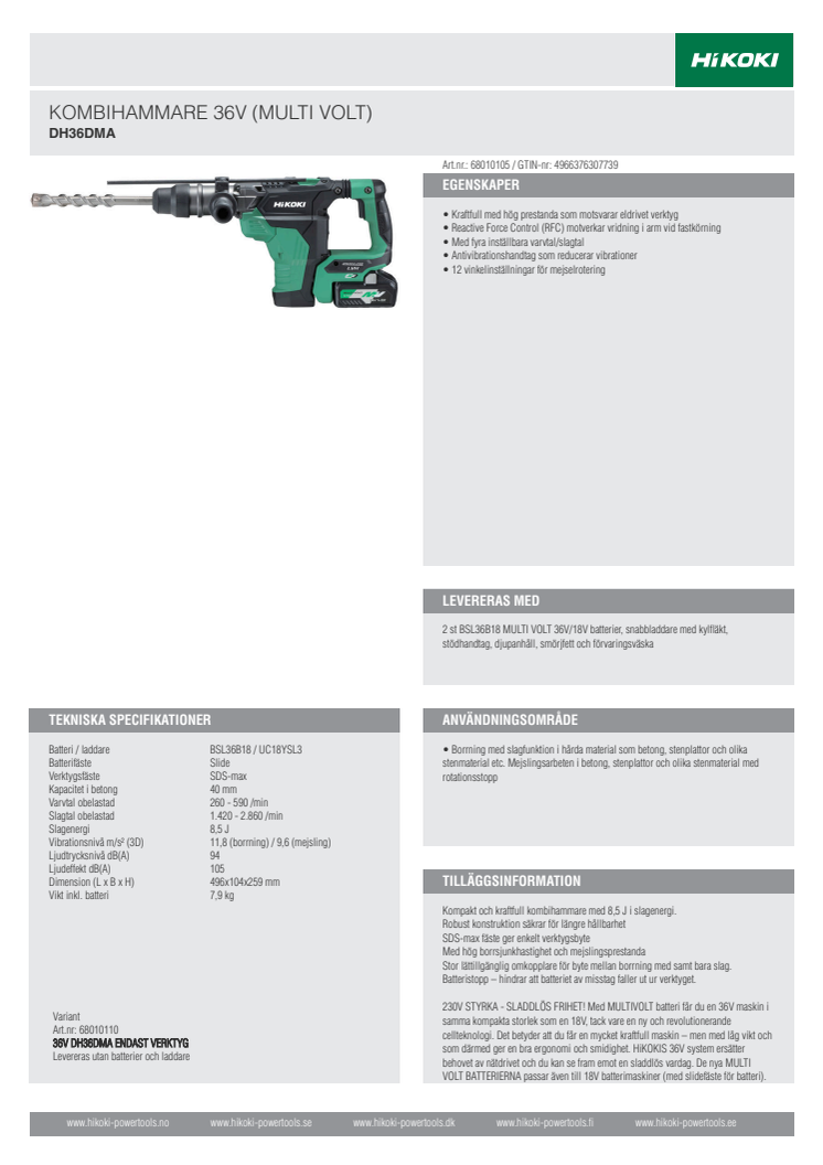 Produktinformation HiKOKI DH36DMA