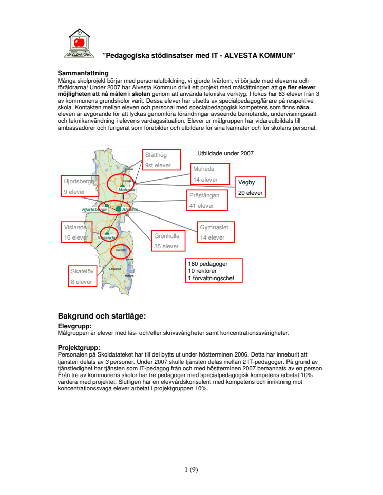 ”Pedagogiska stödinsatser med IT - ALVESTA KOMMUN”