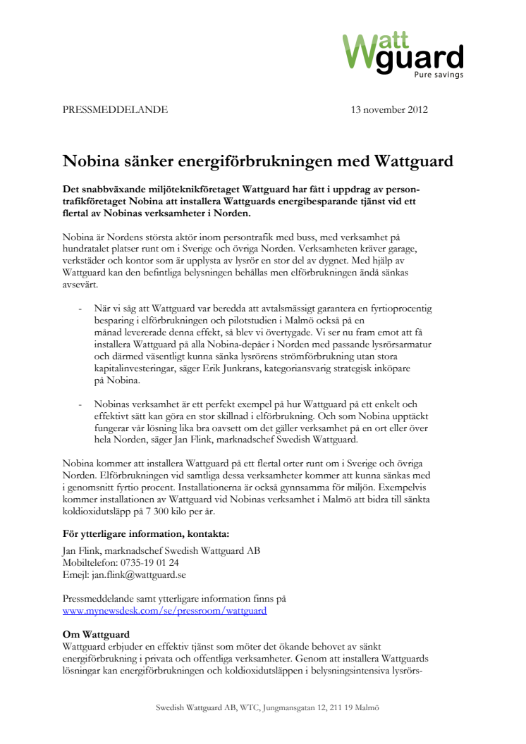 Nobina sänker energiförbrukningen med Wattguard