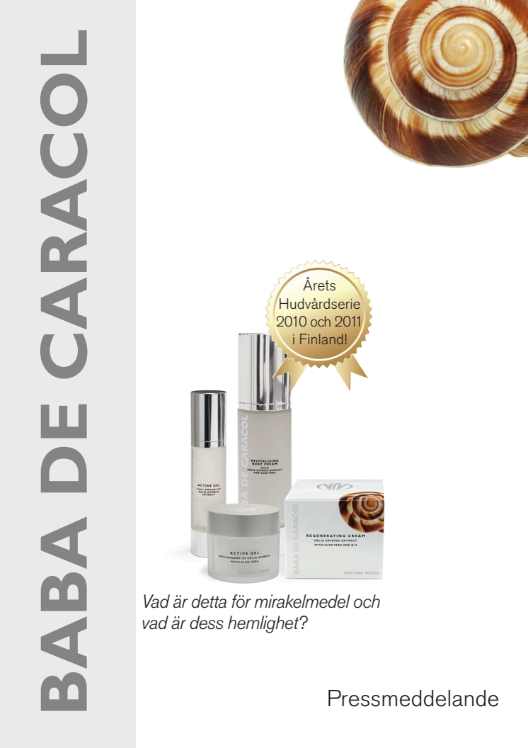 Baba de Caracol- Snigelserum vald till årets hudvårds serie 2 år i rad.