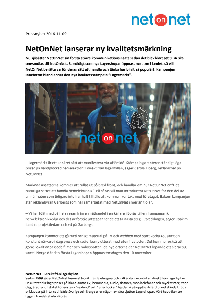 NetOnNet lanserar ny kvalitetsmärkning
