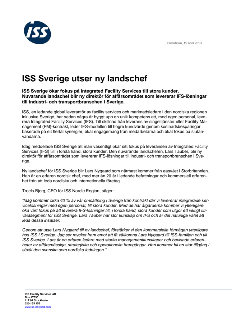 ISS Sverige utser ny landschef