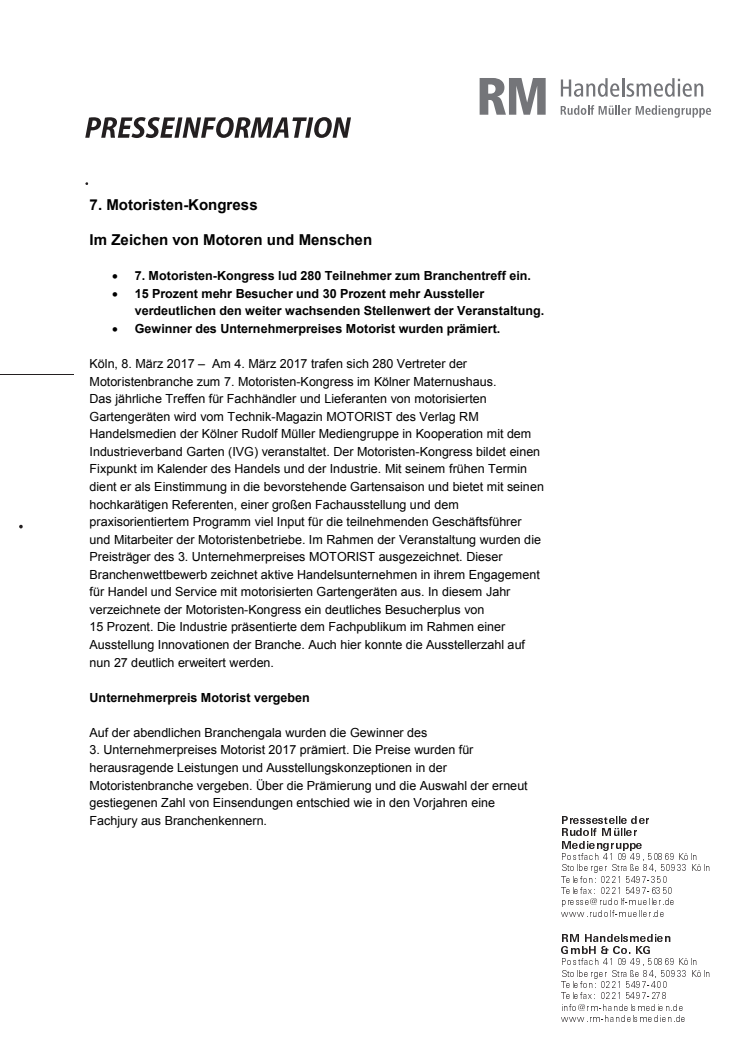 7. Motoristen-Kongress – Im Zeichen von Motoren und Menschen