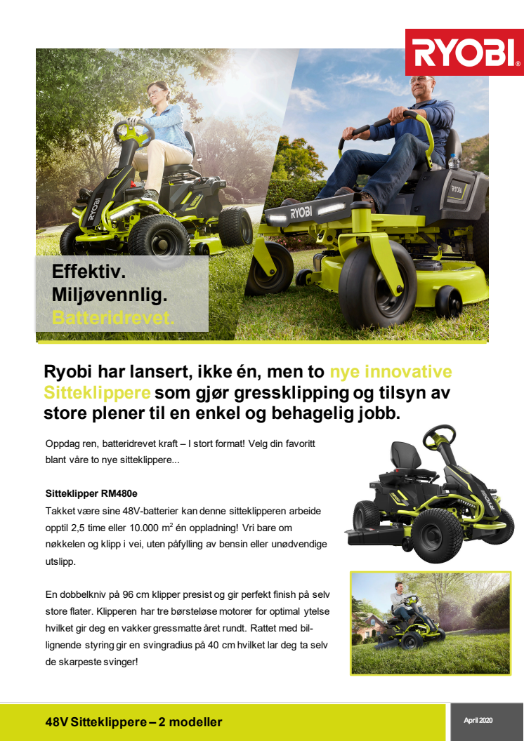 Ryobi introduserer "Gartnerens elbil"