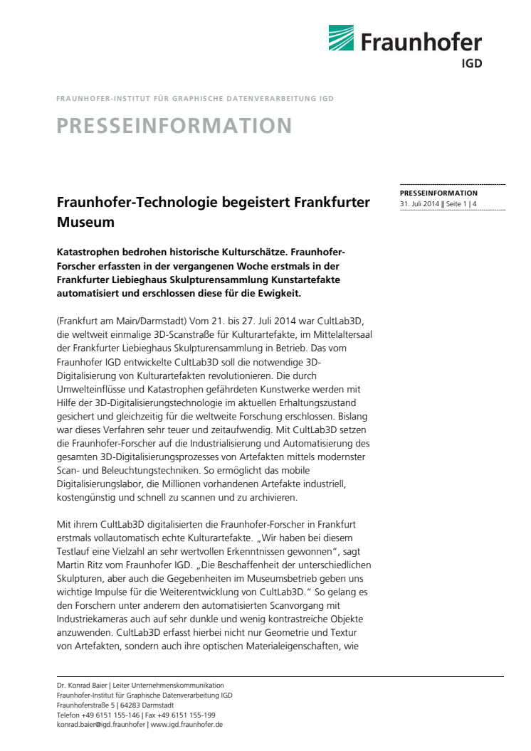 Fraunhofer-Technologie begeistert Frankfurter Museum