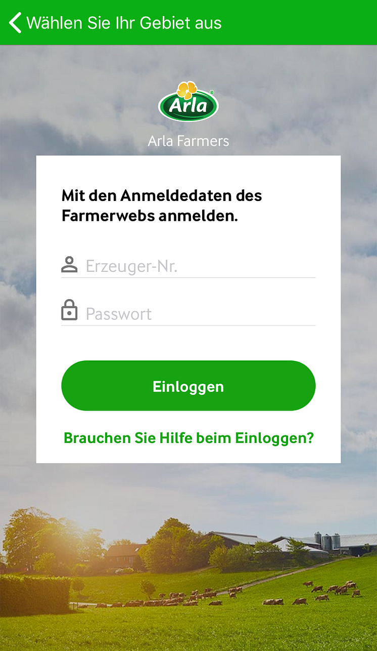 Startbildschirm_Arla Farmers App