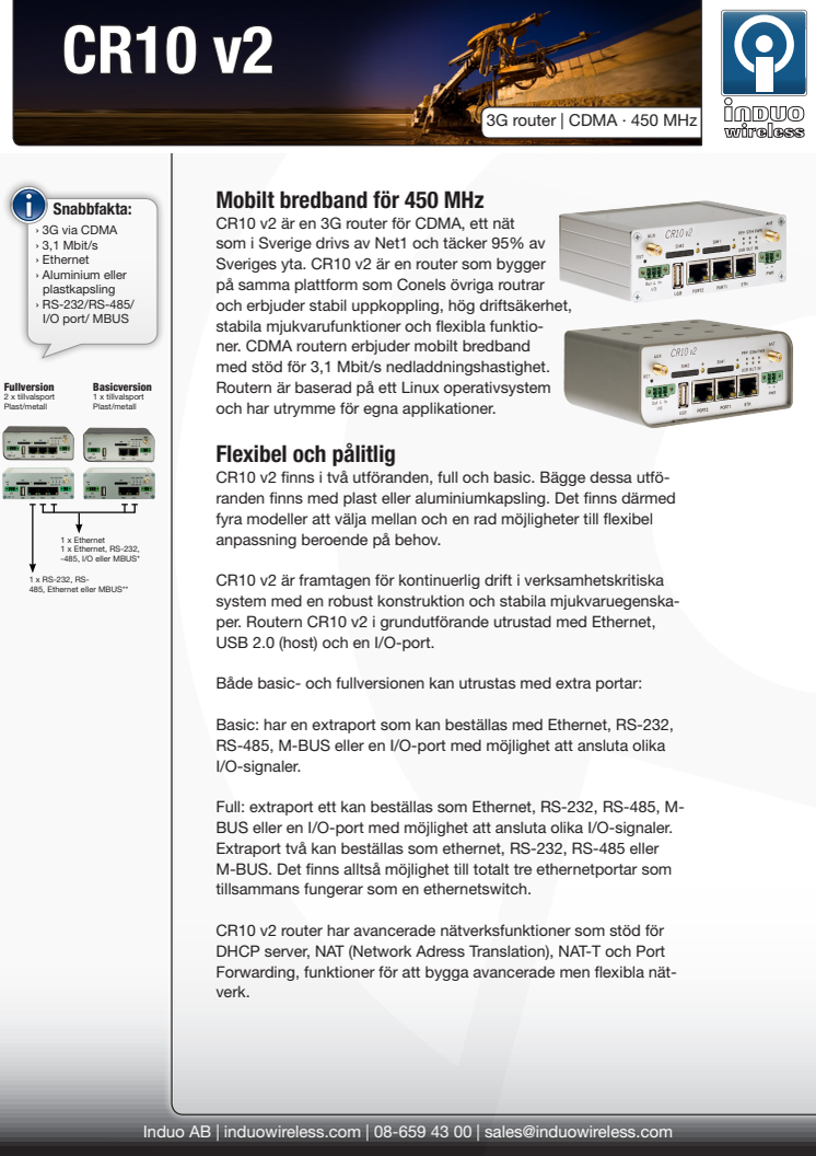 CR10 v2 3G router för NMT450