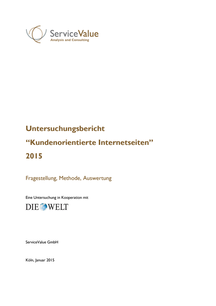 Kundenorientierte Internetseiten 2015 - Untersuchungsbericht