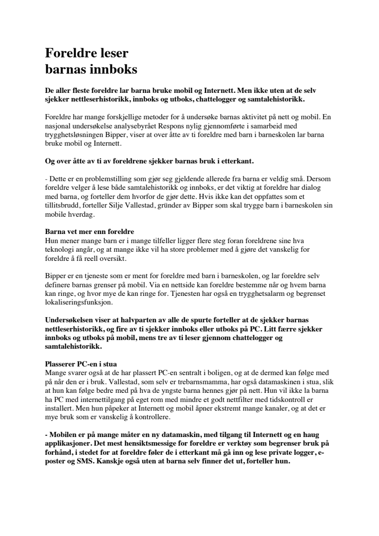 (NO) Foreldre leser barnas innboks