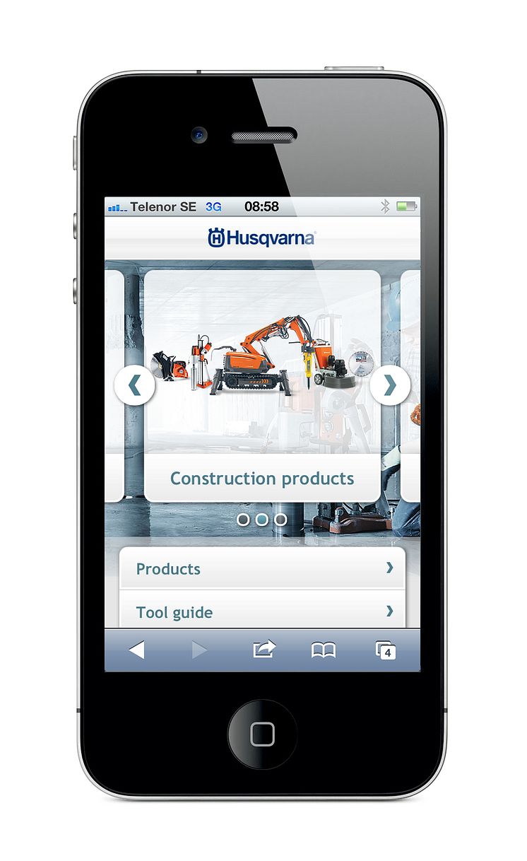  Nu finns Husqvarna Construction med dig överallt - lanserar mobil webbplats