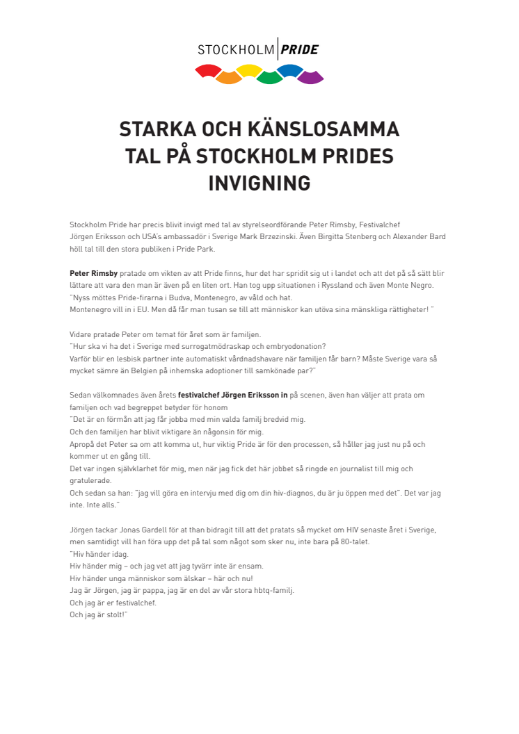 Starka och känslomässiga tal inledde Stockholm Pride