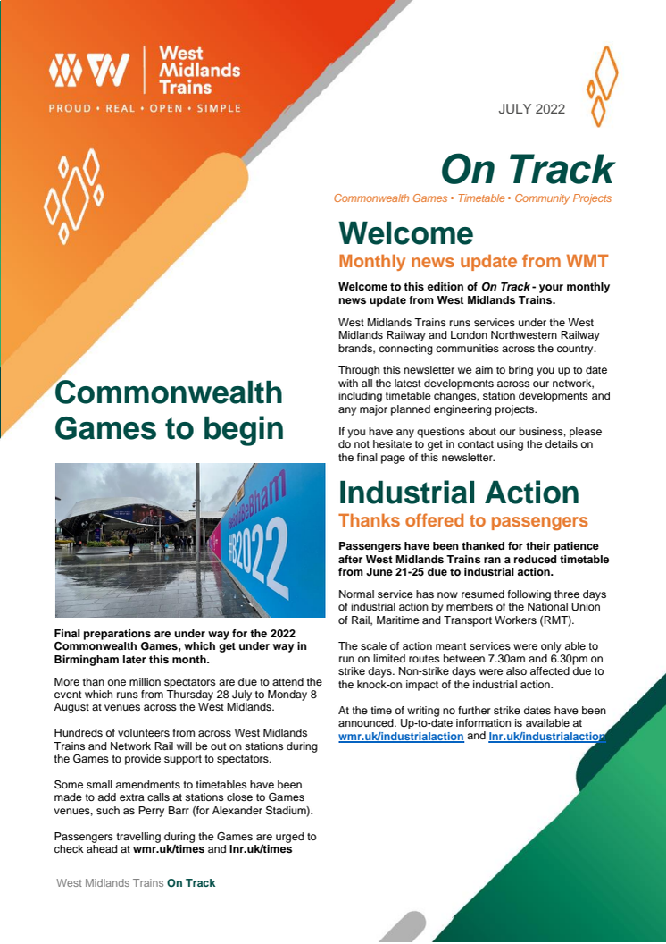 On Track - Stakeholder Newsletter - July 2022