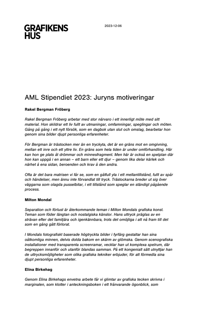 Årets stipendiater är utsedda: Juryns motiveringar 2023