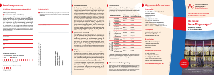 Flyer zum 11. Kongress der Deutschen Alzheimer Gesellschaft 2020