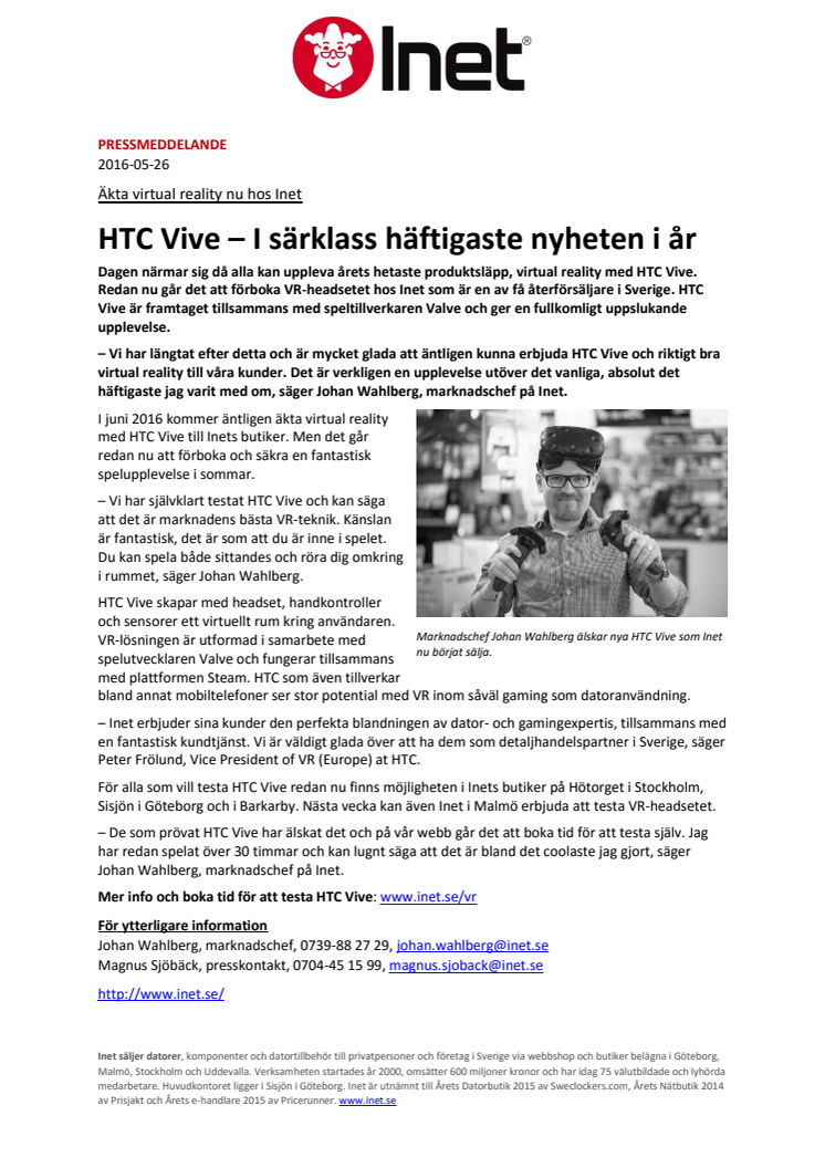 HTC Vive – I särklass häftigaste nyheten i år