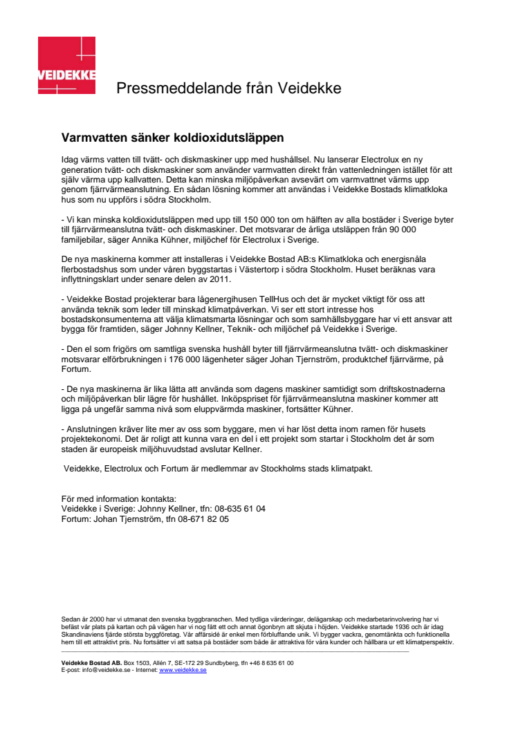 Varmvatten sänker koldioxidutsläppen
