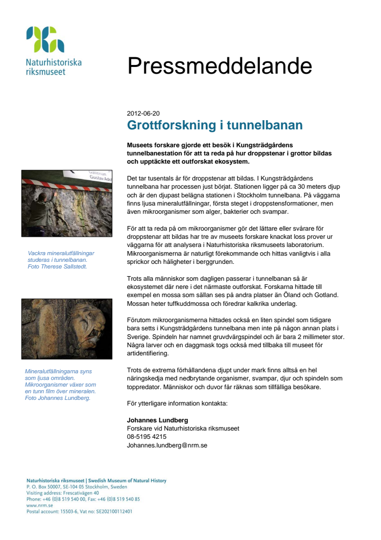 Grottforskning i tunnelbanan