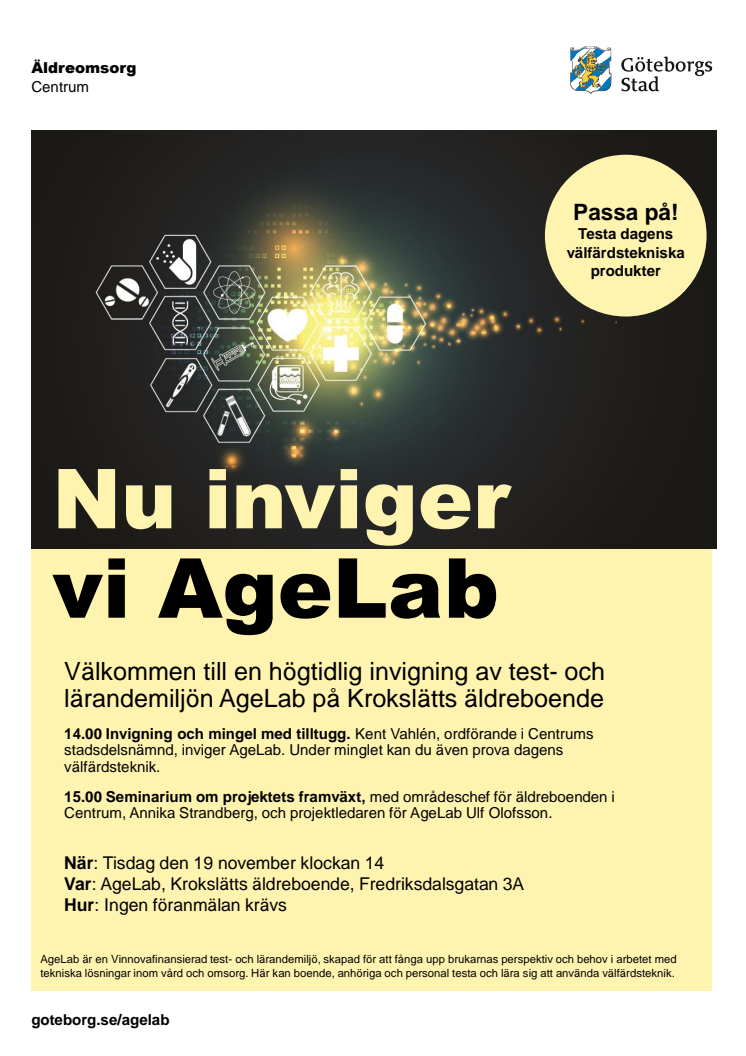 Inbjudan till invigningen av AgeLab