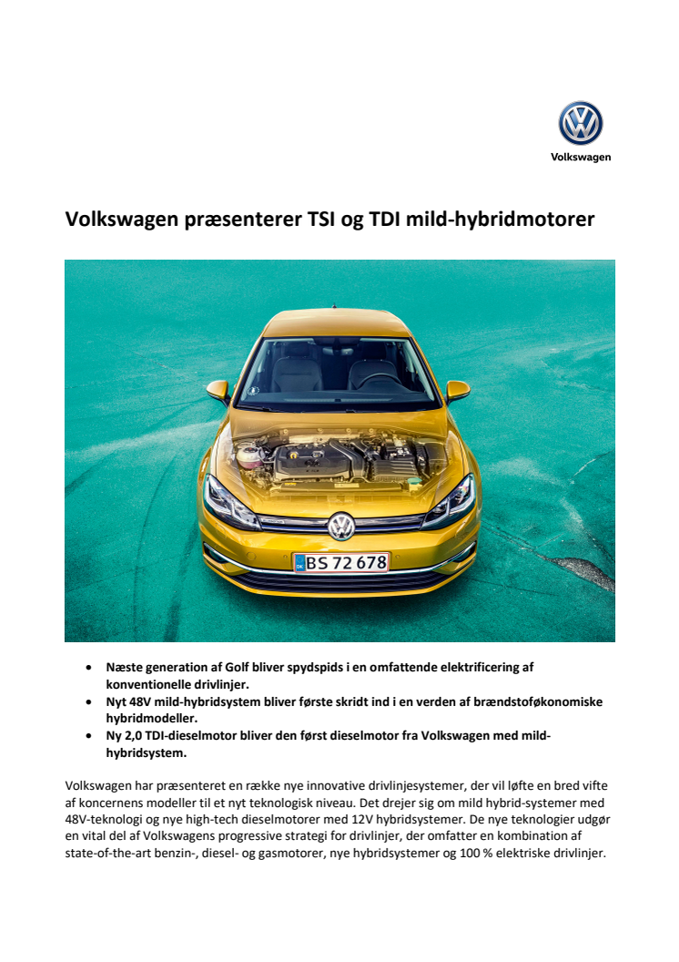 Volkswagen præsenterer nye TSI og TDI mild-hybridmotorer