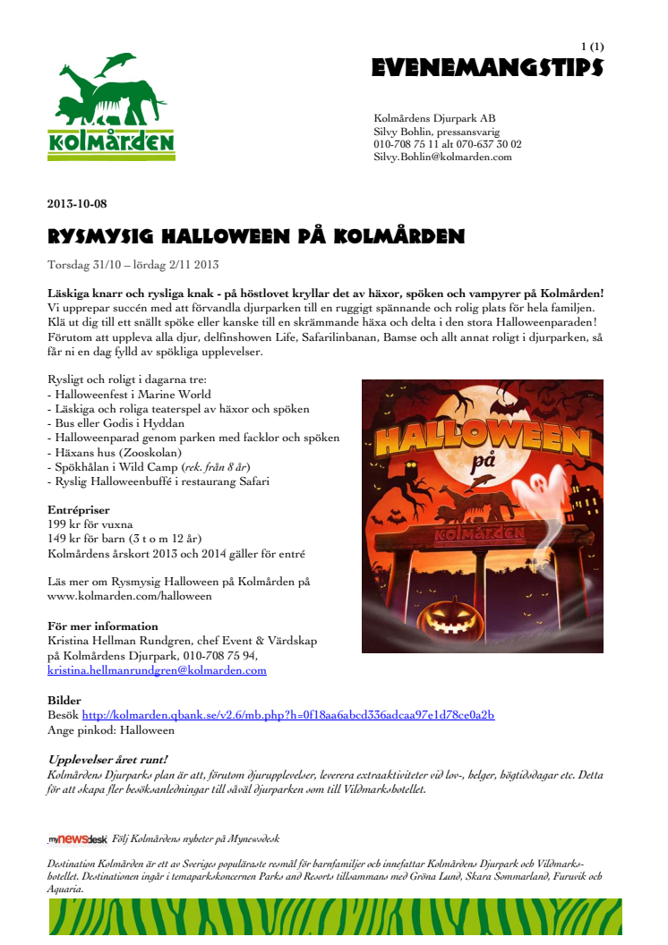 Evenemangstips - Rysmysig Halloween på Kolmården