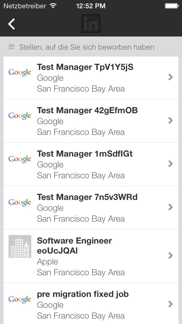 Mobile Bewerbung mit LinkedIn: Bewerbungsübersicht