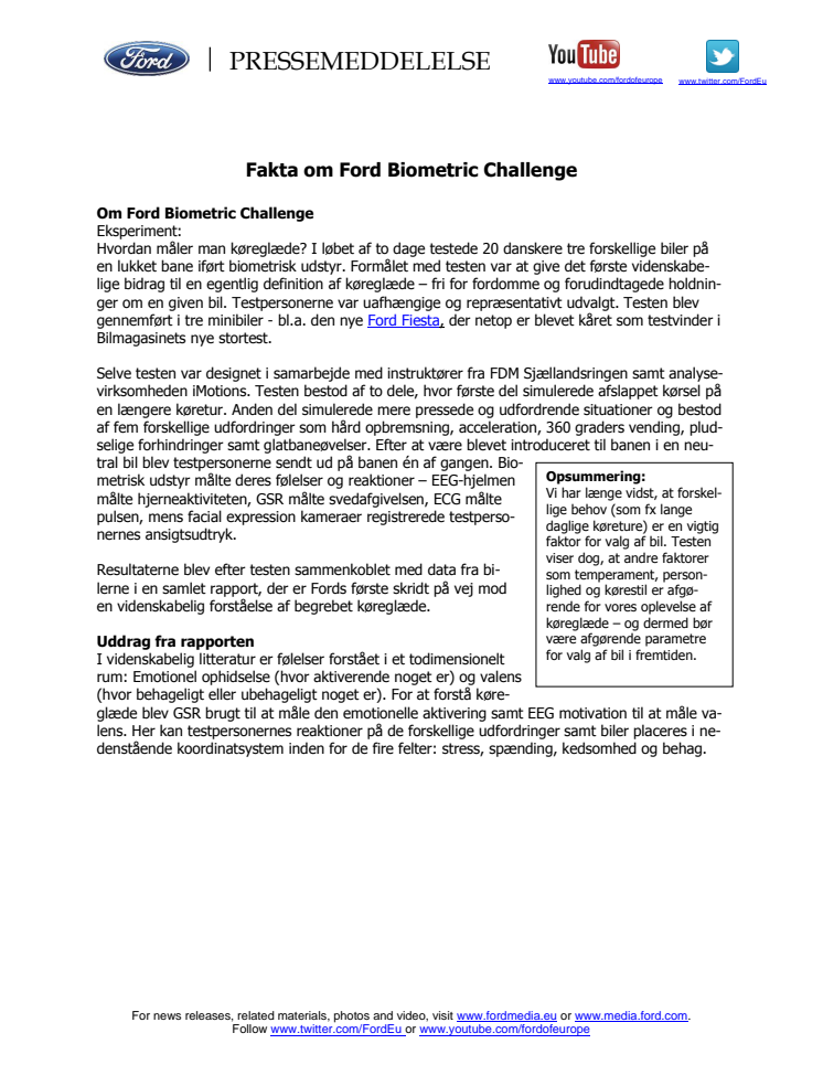 Fakta om Ford Biometric Challenge