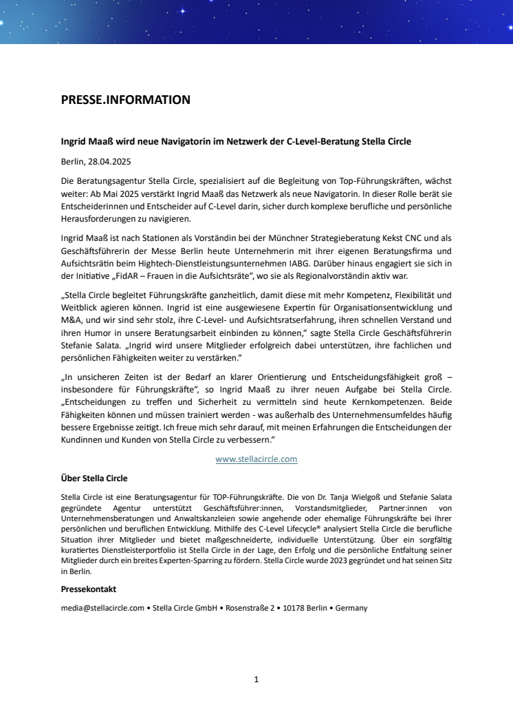 250428 Presse.Information Ingrid Maaß neue Navigatorin im Netzwerk der C-Level-Beratung Stella Circle .pdf